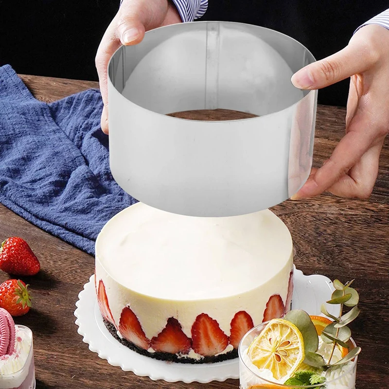 

Набор из 8 колец для приготовления пищи, форма для торта из нержавеющей стали, форма для выпечки с крышкой, для приготовления крошек/муссов/д...