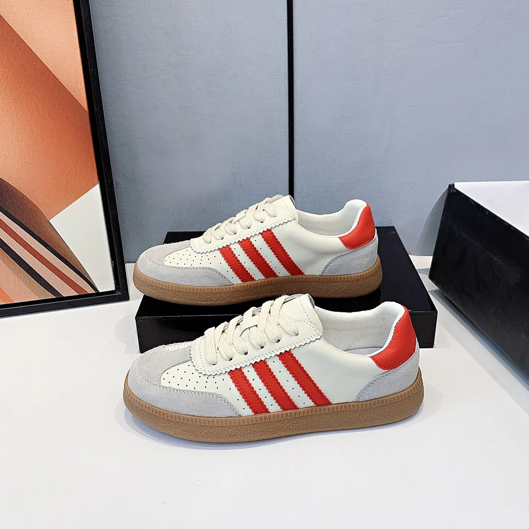 Elmsk  2023 Spring Summer Fashion Retro German Training Shoes Casual Shoes Comfortable Leather Sneakers Women