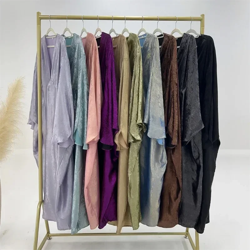 Блестящее платье Eid Satin с рукавом летучая мышь роскошное мусульманское Дубая 2024