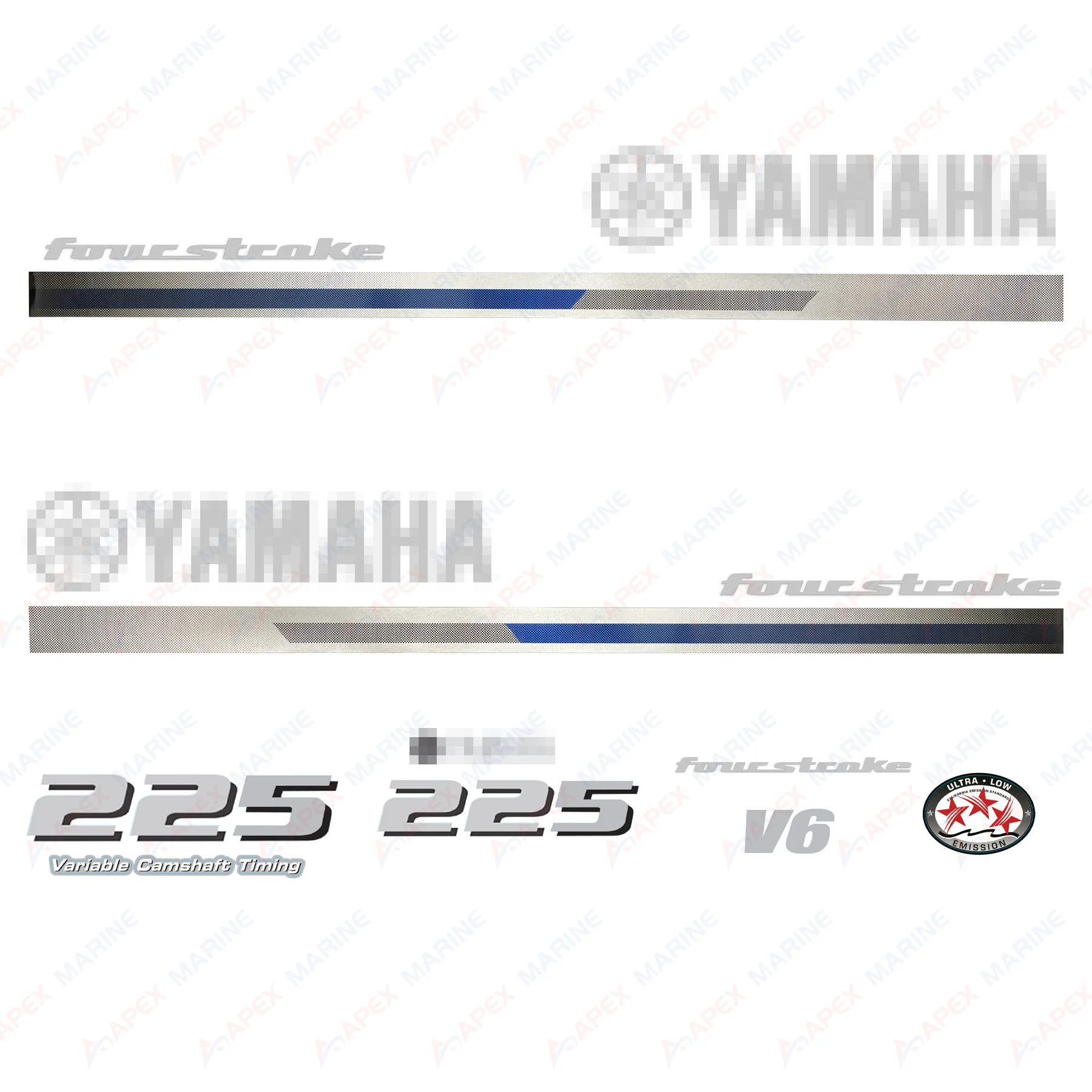 Для Yamaha 225hp четырехтактный V6 подвесной двигатель лодка набор наклеек
