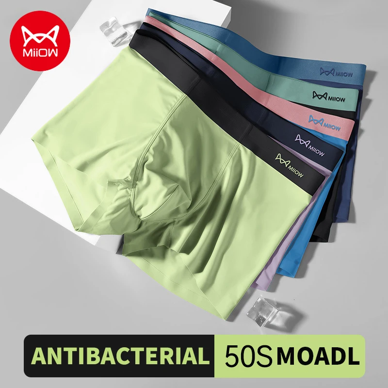 

MiiOW 3pcs Modal Men's Boxer Underwear Seamless Antibacterial Crotch Boxershorts Male Sexy Man Panties Boxers Shorts Underpants