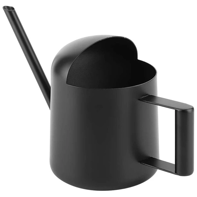 2X Mini Watering Can, 300 Ml Black Stainless Steel Watering Can, Long-Mouth Plant Watering Can, For Garden Plants