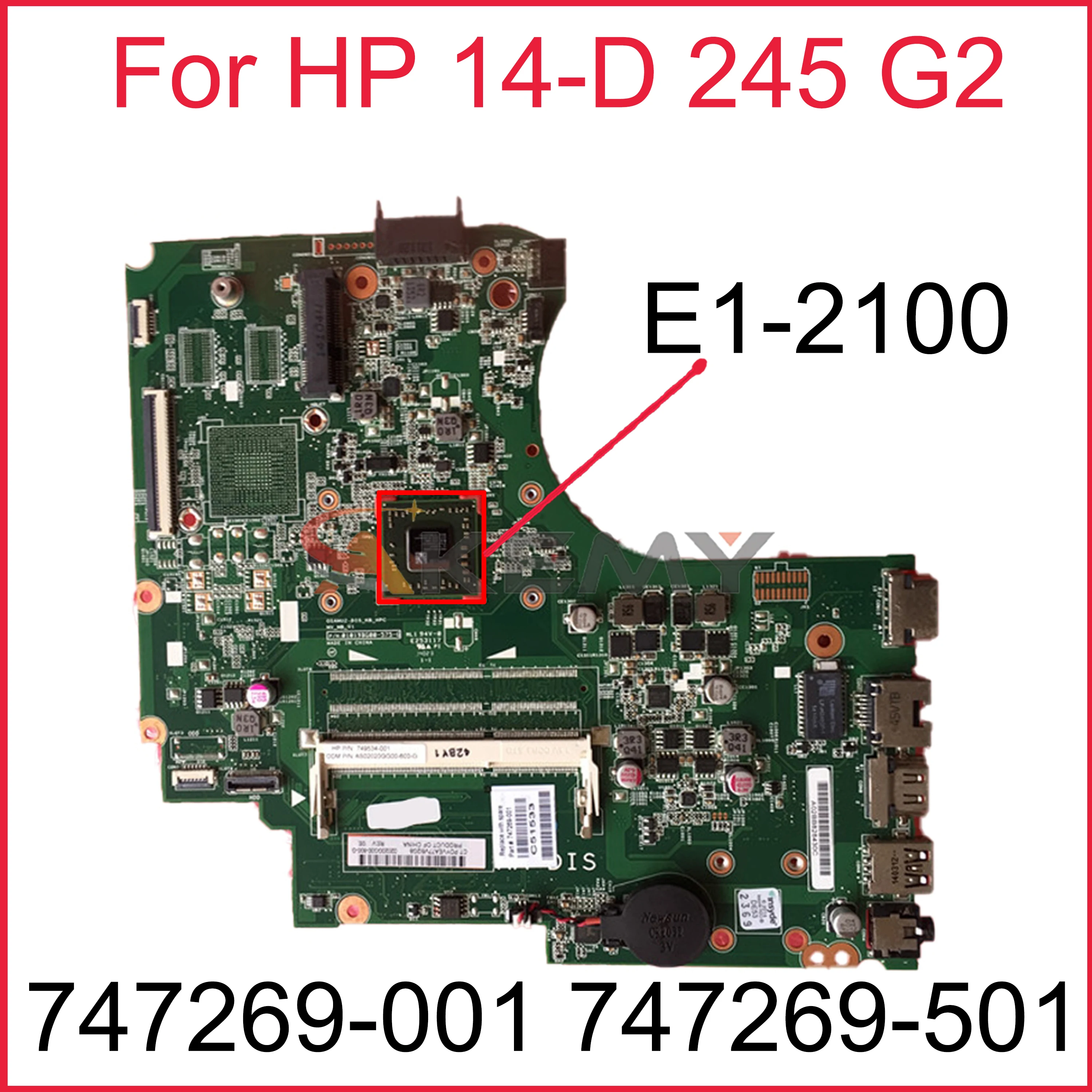 

747269-001 FOR 14-D 245 G2 Laptop Notebook Motherboard P/N:01019BG00-491-G E1-2100 Mainboard 747269-501 100%tested