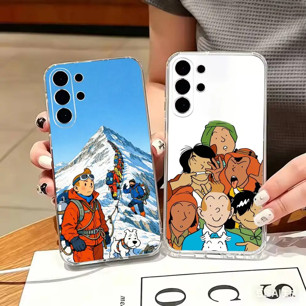 Фото Прозрачный противоударный защитный чехол Classic-eexplorer Tintin-in из ТПУ для Samsung S 25,24,23,22,30,21,10,9,Ultra,Plus,Li №1