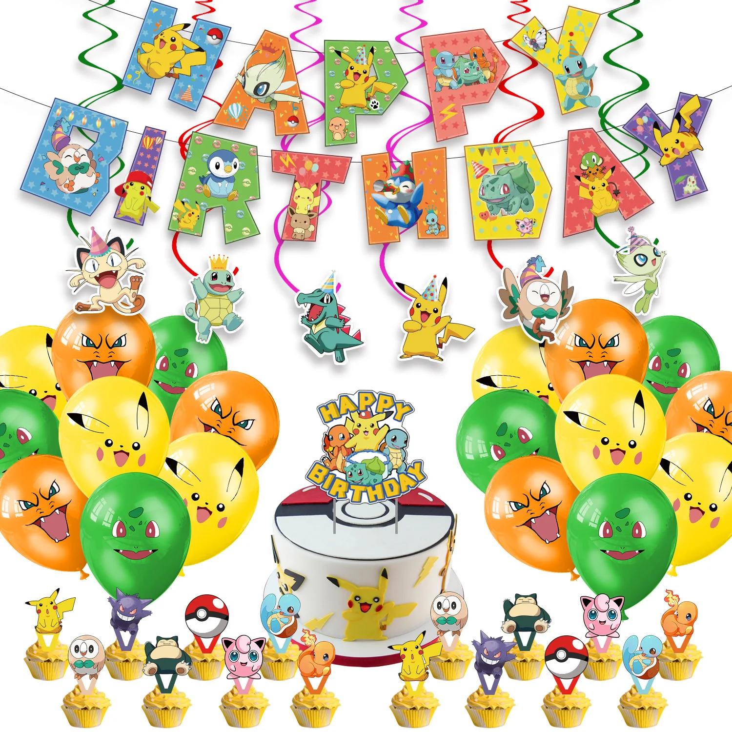 

Pokemon Cartoon Themed Birthday Party Decorations Banner Cake Topsper Balloon Screw Decoration Site Layout Party Supplies