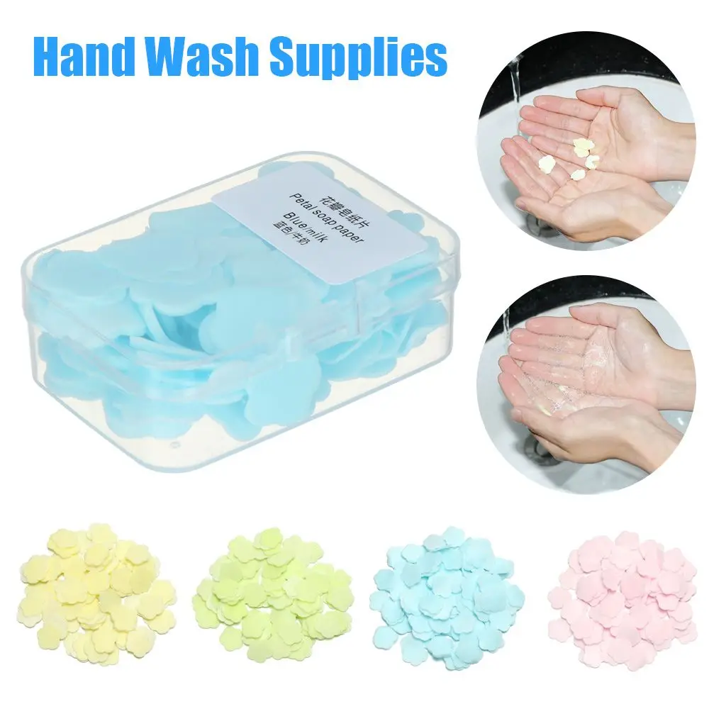

Outdoor One-time Box Disposable Portable Paper Cleaning Soaps Petals Soap Paper Hand Wash Supplies Scented Slice Sheets