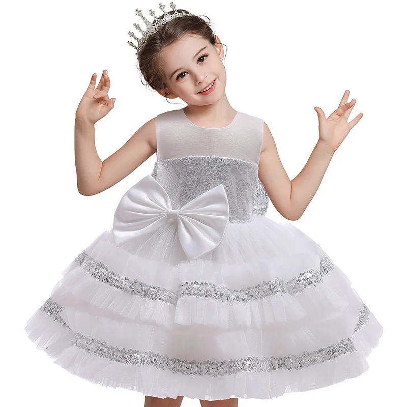 

Christmas Halloween New Little Girl Puffy Princess Dress For Girls Banquet Evening Dresses Kids Bridesmaid Wedding Dresses 1- 5Y