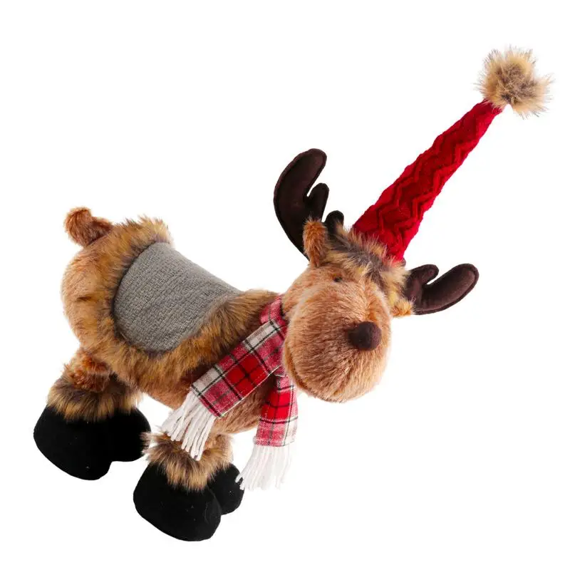 

Лось, плюшевая кукла, игрушка, Санта-Клаус, олень, плюшевая игрушка ручной работы с выдвижными ногами, кукла-животное, игрушка, подарок для де...