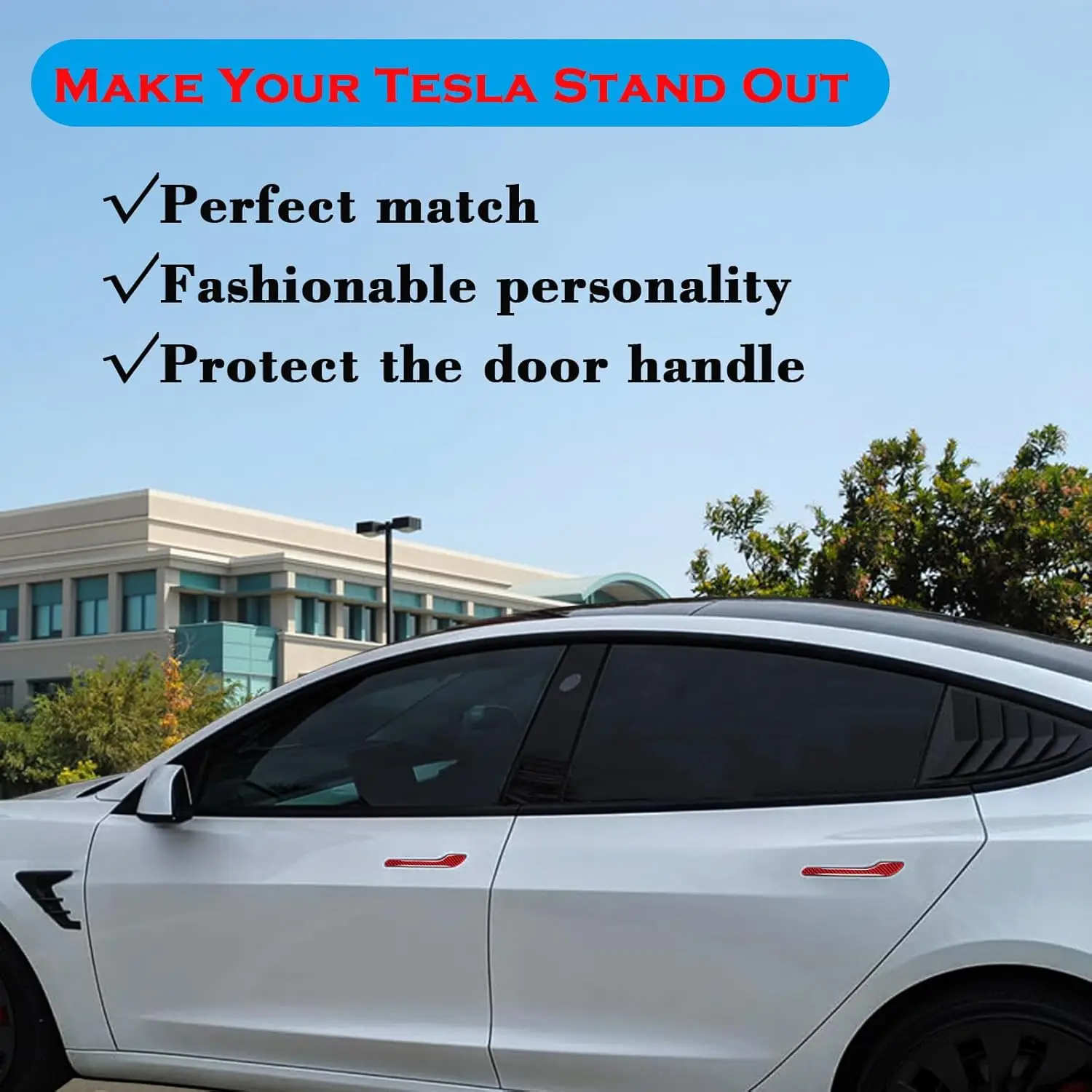 Tesla Model 3 Y Дверная ручка из углеродного волокна Декоративная защитная крышка 4