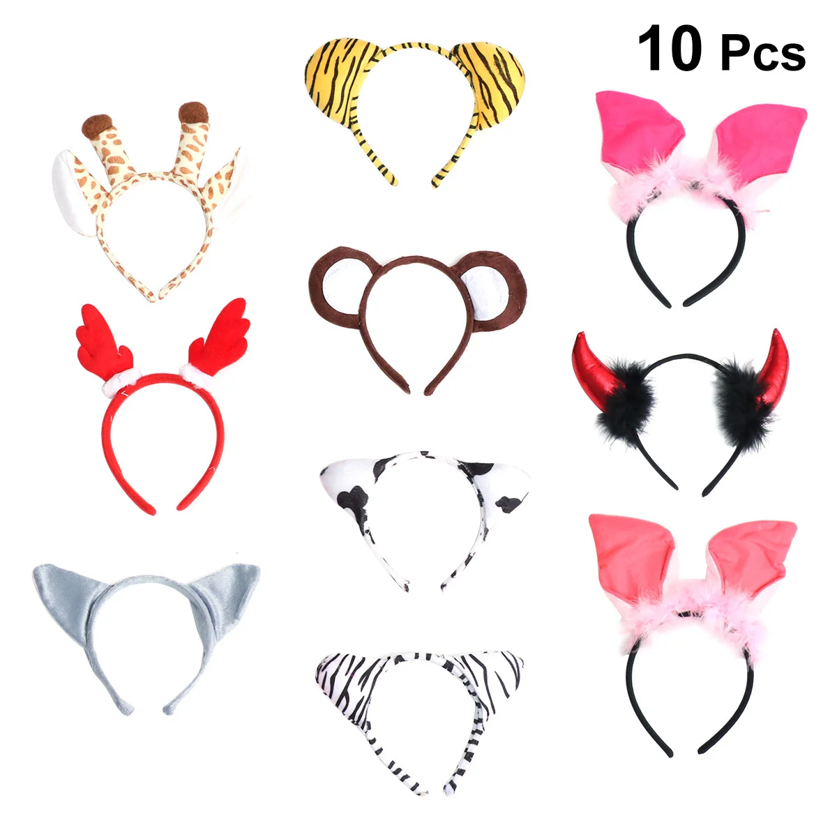 

10 шт. плюшевая повязка на голову с мультяшными животными, головной убор для косплея, аксессуары для волос (смешанный стиль)