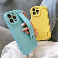 soft silicone phone cases for iphone 13 pro max 12 11 pro max x xs max xr 7 8 plus se wrist strap candy color back cover