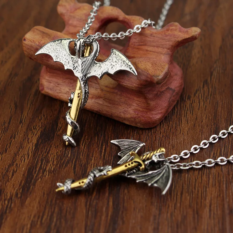 Fashion Dragon Sword Pendant Necklace for Men Personality Vintage Pterodactyl Stainless Steel Jewelry Hip Hop Punk Party Gift images - 6