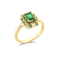 new trendy s925 sterling silver bezel natural emerald band court style elegant rings fine jewelry nickel free