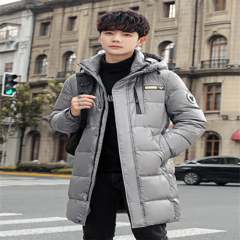 Bright Face Medium Length Down Jacket For Men'S Warm And Washfree Fabric In Winter Plus New Fashion Brand Hooded Coat, Fashionab
