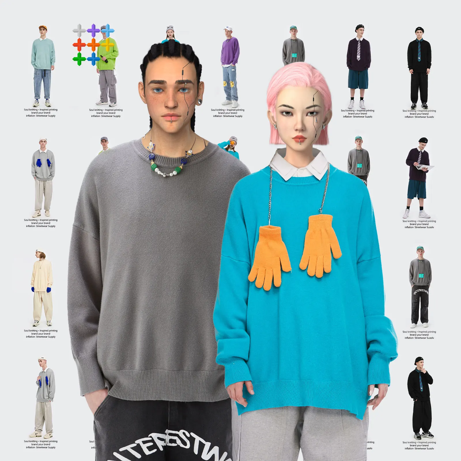 

INFLATION Basic оверсайз трикотажные свитера для мужчин Calssic Crewneck Пуловеры унисекс