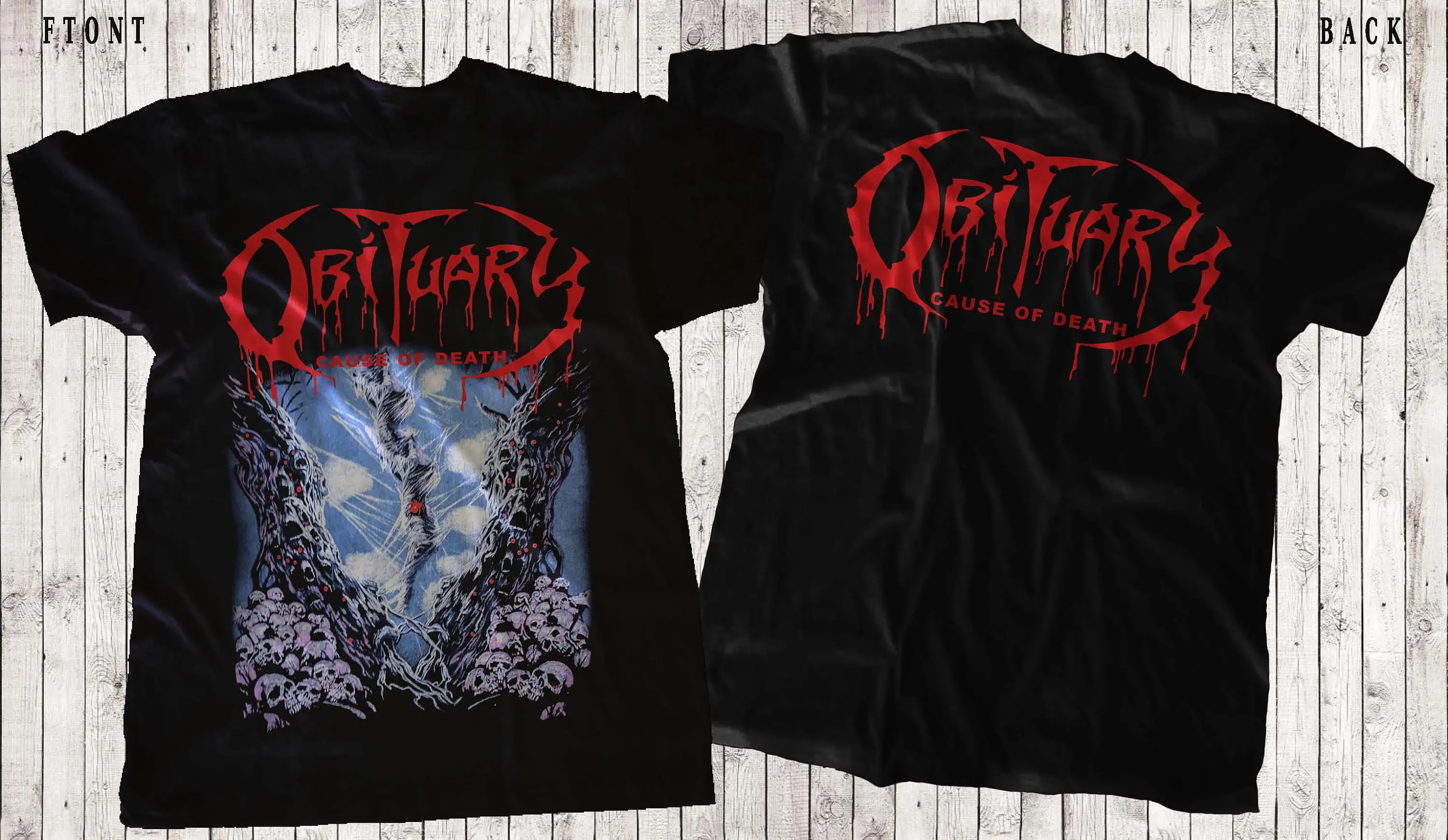 Новая футболка с принтом DTG OBITUARY-причина смерти-металлическая группа