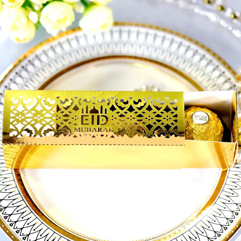 

10pcs Eid Mubarak Gift Box Candy Box Ramadan Kareem Favor Chocolate Box Ramadan Decorations for Home Islam Muslim Party Supplies