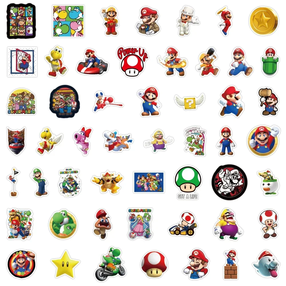 lodówka Super Mario Bros Stickers Pack Bandai Brand Cute Yoshi Donkey Kong Style na deskorolkę Rower Gitara Laptop Wodoodporny