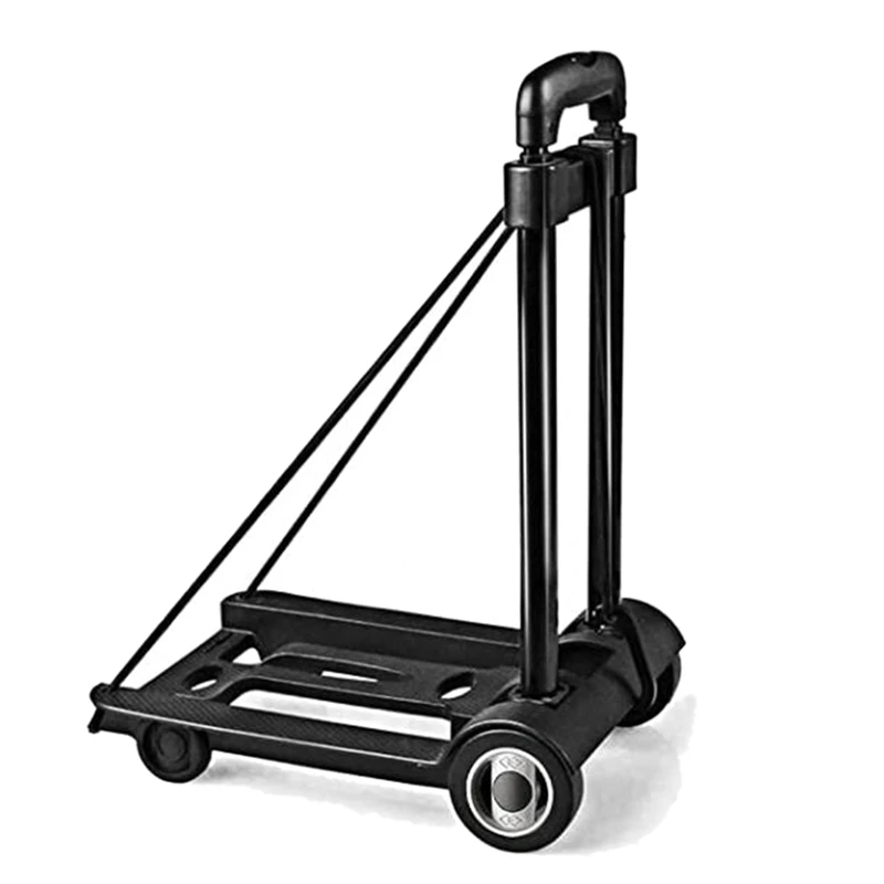 

Folding Hand Truck Lightweight Portable Dolly, 40 Kg/88 Lbs Heavy Duty Utility Cart With Telescoping Handle, Bungee Cord