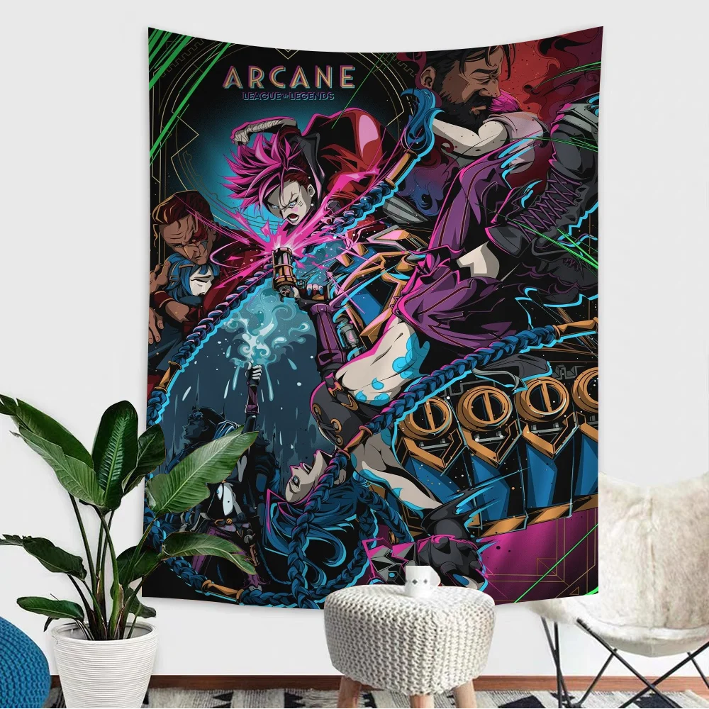 Arcane Jinx L-Lols Cartoon Tapestry For Living Room Home Dorm Decor INS