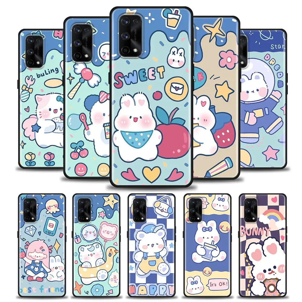 

Cartoon Cream Rabbit Funda Case For Realme GT 2 Pro Neo2 NARZO 50 50I 50A 5G C35 C33 C31 C30 C21 C20 C15 V25 V15 Case Shell Capa