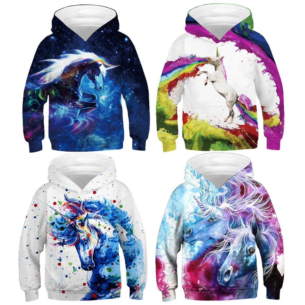 

big size girls boys unicorn sweatshirt hoodies teens oversized spring hoodie for boy kids outerwear clothes