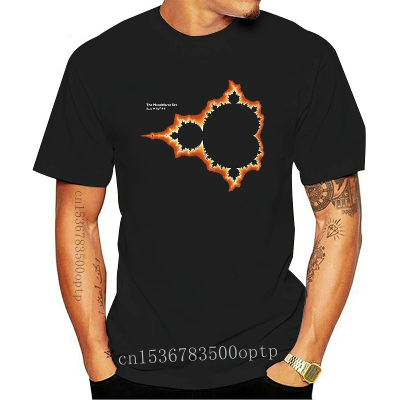 Fashion Geek Mandelbrot Set Initial Fractal Image Science Men's Black T - Shirt Size S - 6xl Summer Tee Shirt