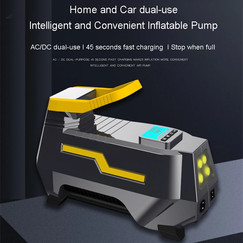 Dual Power 110v-220v Ac/dc 12v Digital Portable Electric Air Pump For Vehicles Motorcycle