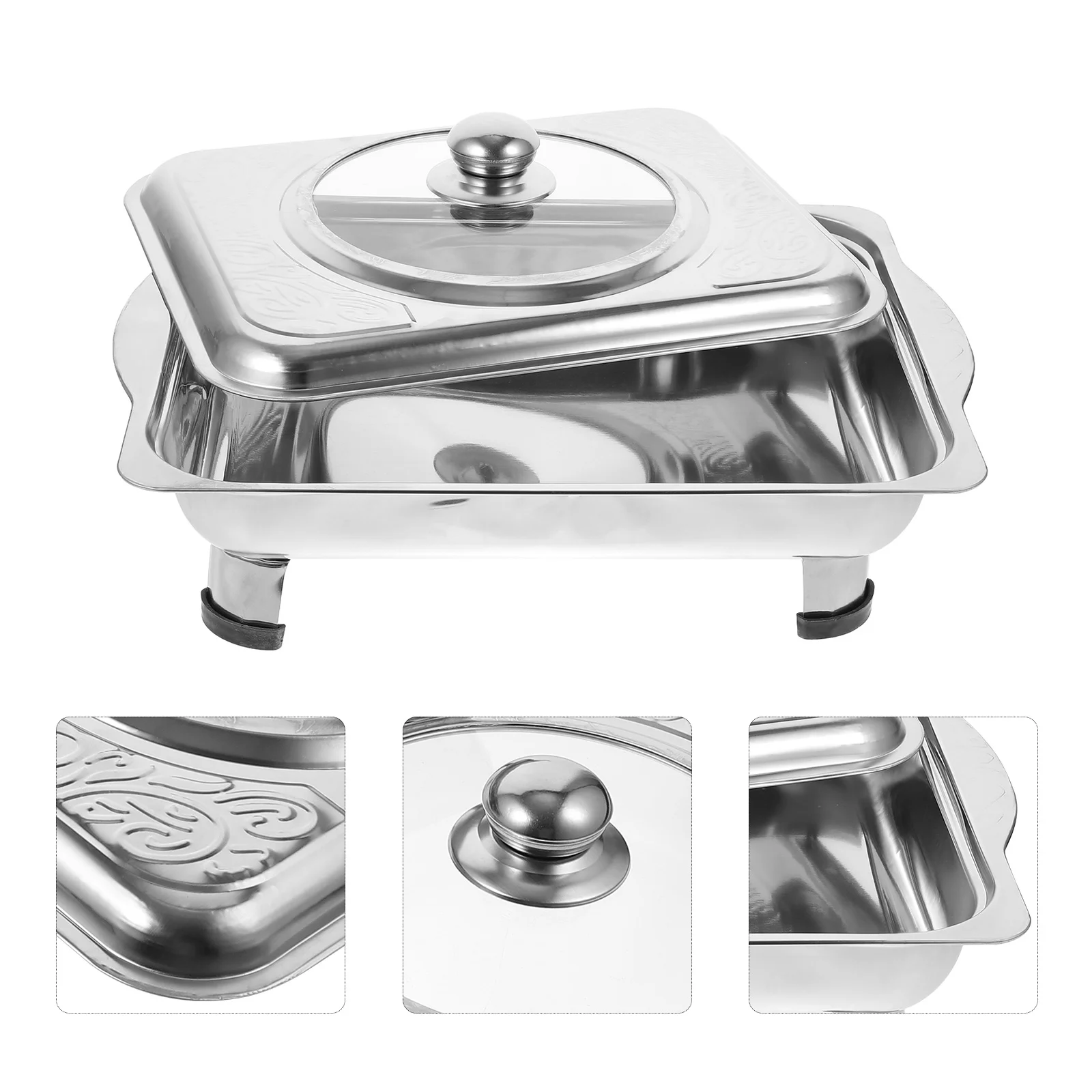 

Buffet Chafing Dish Pan Tray Disheschafer Set Steel Stainless Metal Pot Server Warmer Fondueparty Plate Holder Serving Pans