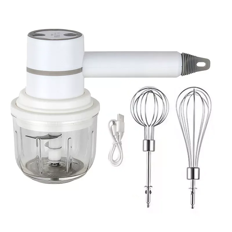 

Wireless Handheld Egg Beater Whisk Garlic Chopper Grinder Crusher Milk Frother USB Rechargeable 3 Speeds Kitchen Food Processor
