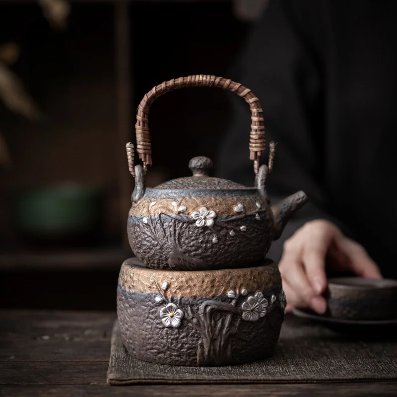 

Чугунная чайная горелка в стиле ретро, японский кунг-фу, одинарный чайник, бытовой чайник с подогревом в виде свечи, чайная подставка, чайник...