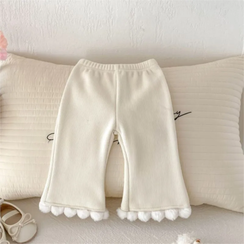 Расклешенные брюки из хлопка и флиса для новорожденных девочек свободные
