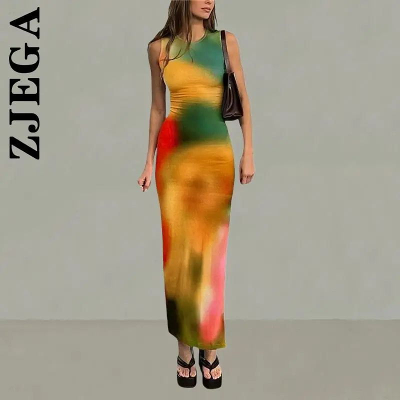 Модное женское Клубное платье Zjega без рукавов с открытой спиной Макси-Платье