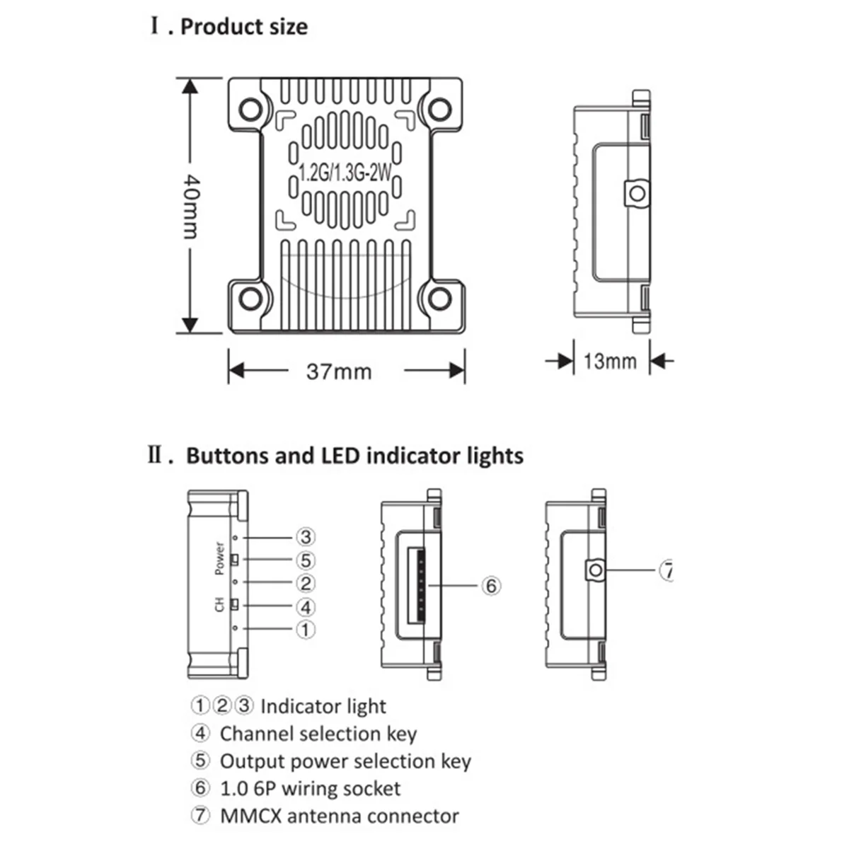 VTX 9 каналов 2000 МВт FPV видеопередатчик 7-36 В для RC Racing Drone