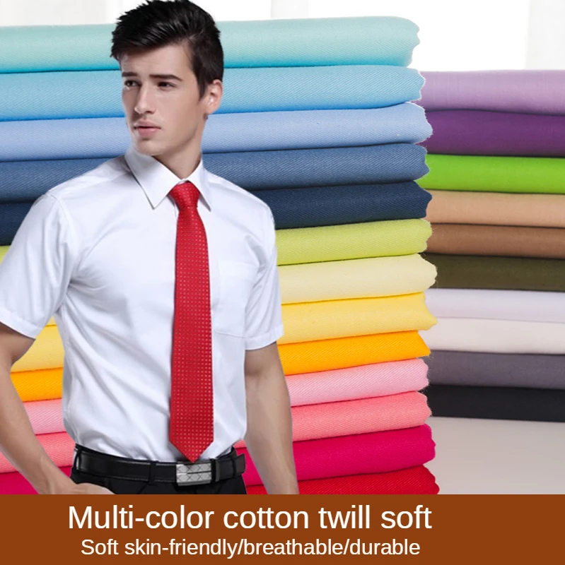 

Pure Cotton Fabric Twill By The Meter for Clothes Coat Diy Sewing Plain Black White Blue Red Soft Thin Breathable Summer Textile