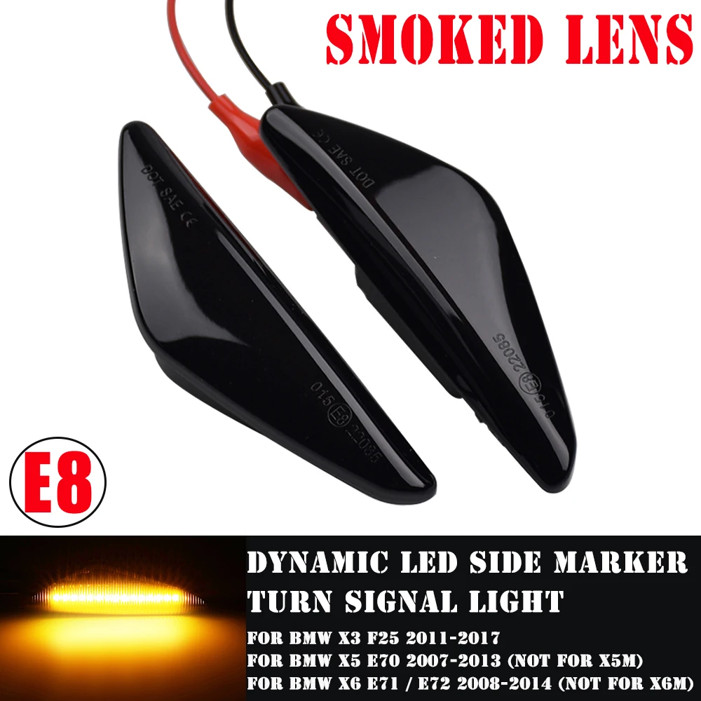 

Светодиодный динамический боковой габаритный указатель поворота для BMW X5 E70 X6 E71 E72 X3 F25, 2 шт.