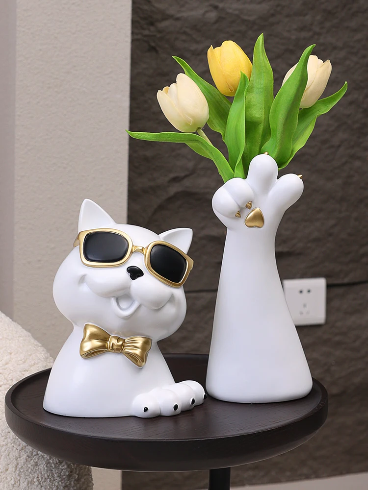 

Resin Cute Cat Paw Vase Desktop Decoration Cartoon Animal Flower Vase Cartoon Cat Crafts Flower Arrangement Table Decoration New