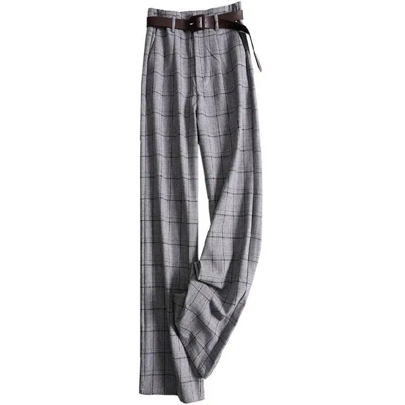 

Plus Size Pants Women Elegant Full Length Casual High Waist Office Lady Spring Autumn Pockets Korean Style All-match Female X91