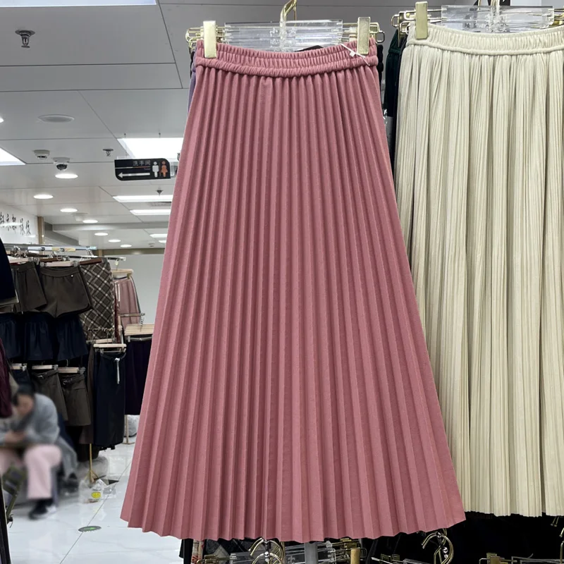 

Длинные юбки для женщин, осень 2023, женские юбки с высокой талией, трапециевидная юбка, Женская Повседневная универсальная плиссированная корейская мода, Прямая поставка