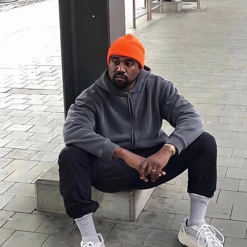 

Кардиган однотонный Kanye West сезон с капюшоном на 6 молниях для мужчин и женщин 1:1 пуловер лучшего качества серые свитшоты с бирками внутри