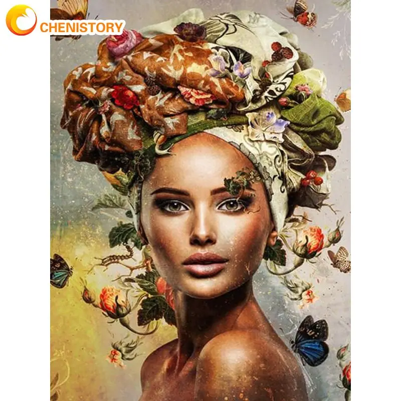 

CHENISTORY Oil Painting By Numbers Acrylic Paint Kit Woman Drawing On Numbers Wall Decoration Beauty Diy Crafts