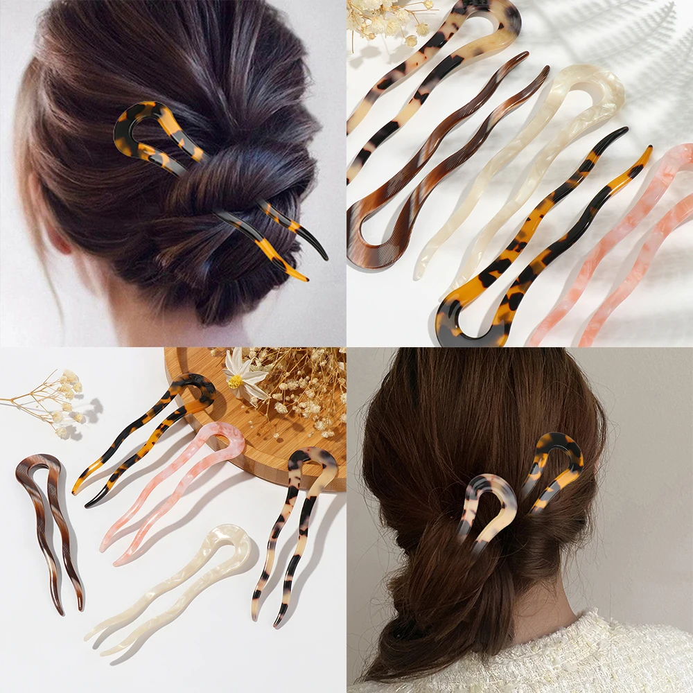 

Модные ацетатные леопардовые элегантные шпильки для волос, заколка для волос, аксессуары для волос