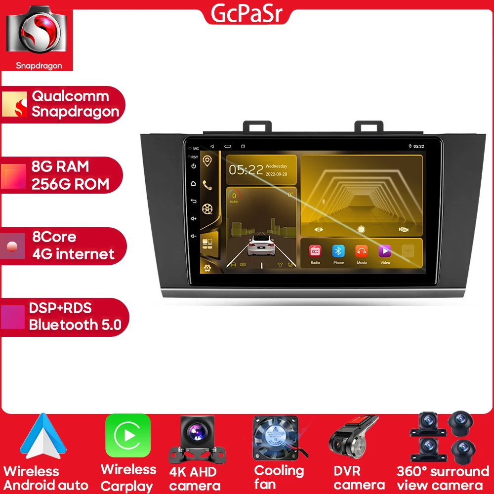 

For Subaru Outback 5 2014 - 2018 Legacy 6 2014 - 2017 No 2din DVD Qualcomm Snapdragon Android 13 Car Radio Player Wifi Bluetooth