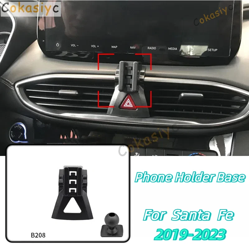 

Автомобильный держатель для телефона, специальные крепления для Hyundai Santa Fe 2019-2023, фиксированный кронштейн для выпускного отверстия воздуха, базовые аксессуары с шариком 17 мм