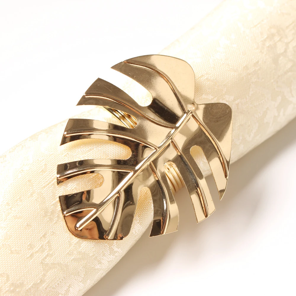 

4PCS/Metal golden turtle leaf napkin ring table top decoration for reception, wedding banquet, holiday family gathering