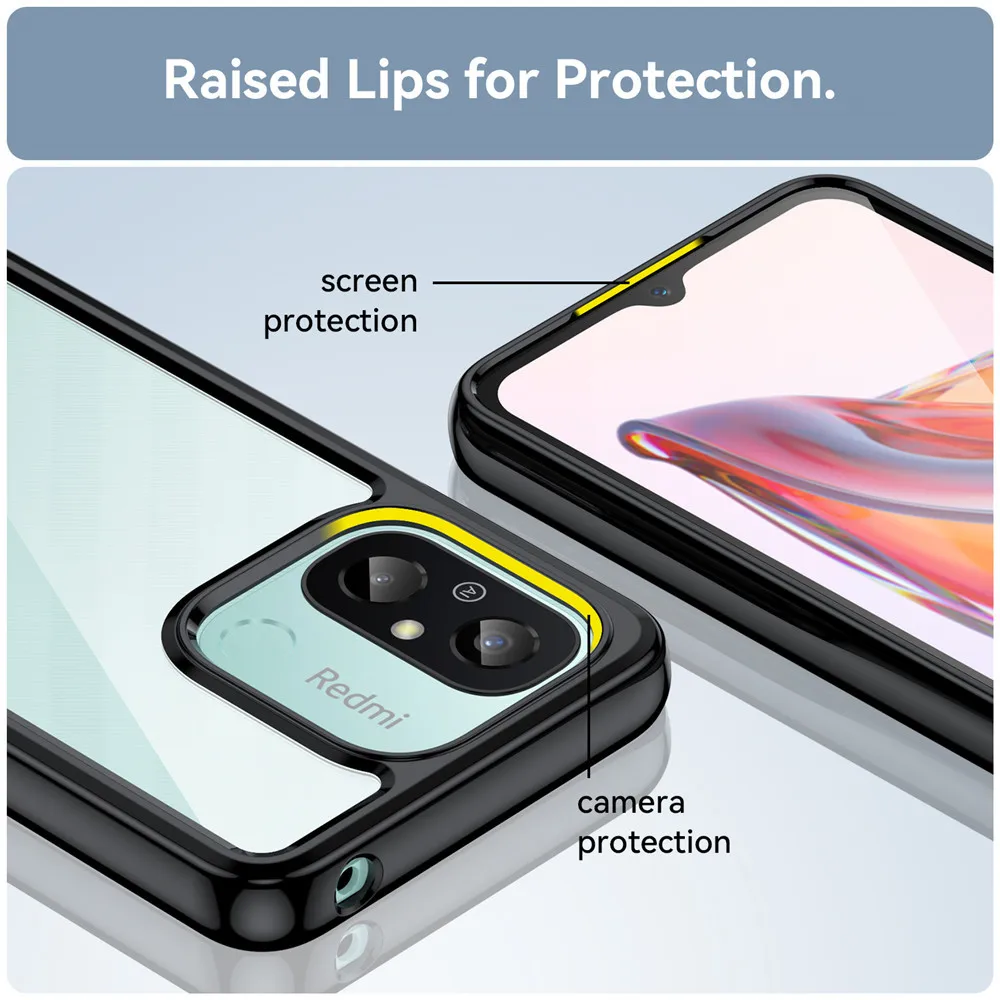 Для Xiaomi Redmi 11A Жесткий чехол для телефона с мягкой рамкой 11 A Redmi11A Полный PMMA +
