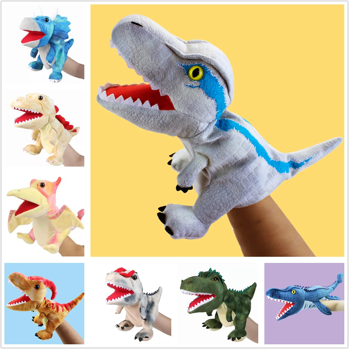 

1pc 36cm Cute Dinosaur Hand Puppet Toy Plush Doll For Children's Birthday Gift Kawaii Animal Decoration