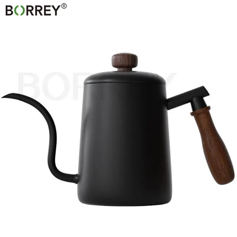 

BORREY капельный чайник 600 мл кофейник антипригарное покрытие пищевой нержавеющей стали гусиная шея деревянная ручка Лебедь шеи тонкий рот