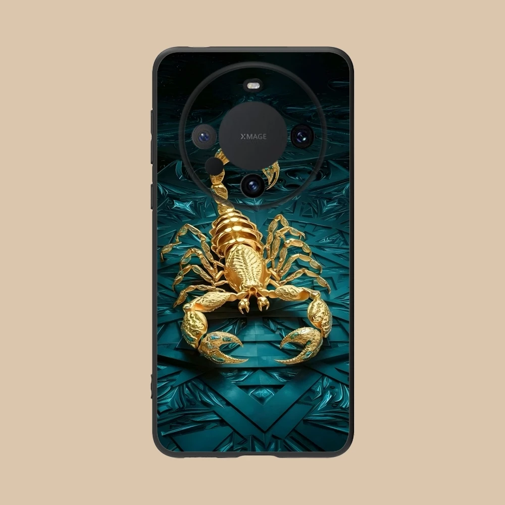 Цветной чехол для мобильного телефона Golden Scorpio Huawei Mate 60 50 40 30 20 10 Pro Plus Lite E 5G черный