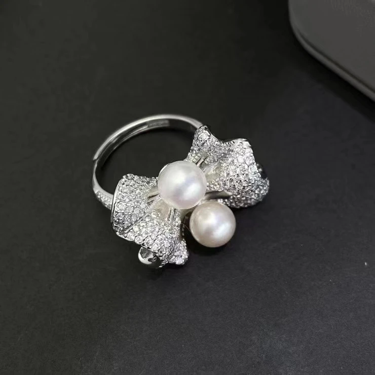 Великолепный бант из стерлингового серебра 925 пробы регулируемое кольцо